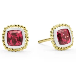Two-Tone Rhodolite Garnet Stud Earrings