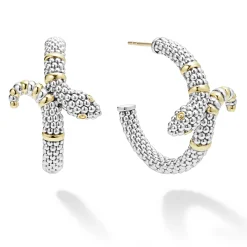 Two-Tone Snake Hoop Earrings
