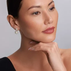 Two-Tone Star Diamond Drop Earrings