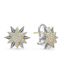 Two-Tone Star Diamond Earrings