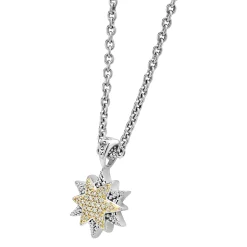 Two-Tone Star Diamond Pendant Necklace