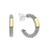 Two-Tone Station Caviar Hoop Earrings