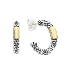 Two-Tone Station Caviar Hoop Earrings