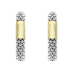 Two-Tone Station Caviar Hoop Earrings