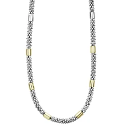 Two-Tone Station Caviar Necklace | 5mm