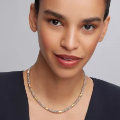 Two-Tone Station Caviar Necklace | 5mm