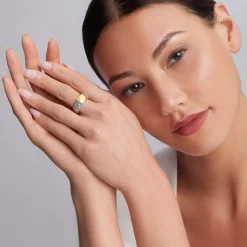 Two-Tone Station Caviar Ring