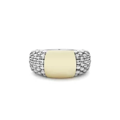 Two-Tone Station Caviar Ring
