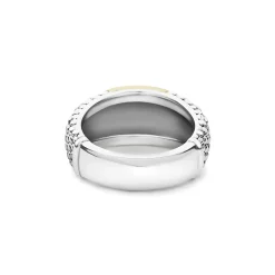 Two-Tone Station Caviar Ring