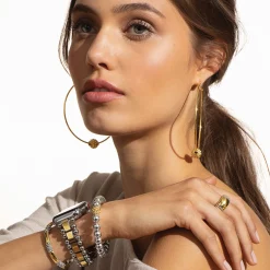 Two-Tone Station Caviar Ring