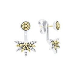 Two-Tone Stud Earrings with Earring Jacket