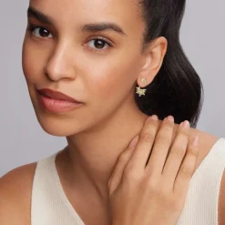 Two-Tone Stud Earrings with Earring Jacket