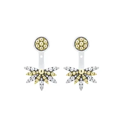 Two-Tone Stud Earrings with Earring Jacket