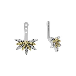 Two-Tone Stud Earrings with Earring Jacket