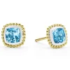 Two-Tone Swiss Blue Topaz Stud Earrings