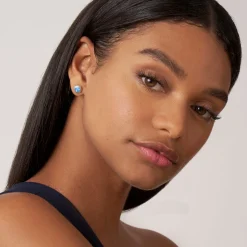 Two-Tone Swiss Blue Topaz Stud Earrings