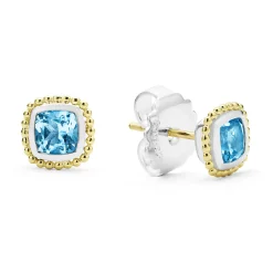 Two-Tone Swiss Blue Topaz Stud Earrings