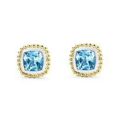 Two-Tone Swiss Blue Topaz Stud Earrings