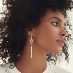Two-Tone Triangle Circle Drop Earrings