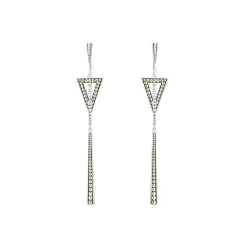 Two-Tone Triangle Circle Drop Earrings