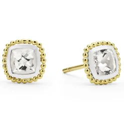 Two-Tone White Topaz Stud Earrings