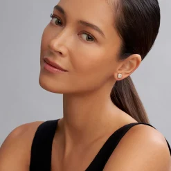 Two-Tone White Topaz Stud Earrings