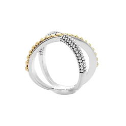 Two-Tone X Beaded Ring