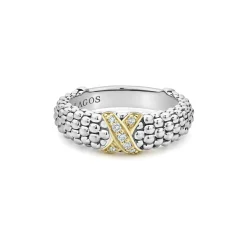 Two-Tone X Caviar Diamond Ring