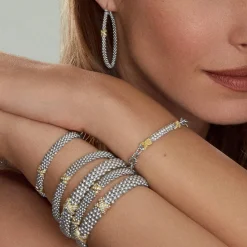 Two-Tone X Caviar Diamond Bracelet | 9mm