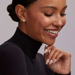 Two-Tone X Diamond Stud Earrings