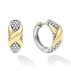Two-Tone X Huggie Earrings