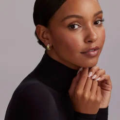 Two-Tone X Huggie Earrings