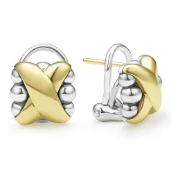 Two-Tone X Omega Clip Earrings