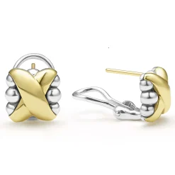 Two-Tone X Omega Clip Earrings