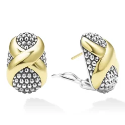 Two-Tone X Omega Clip Earrings