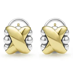 Two-Tone X Omega Clip Earrings
