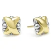 Two-Tone X Stud Earrings