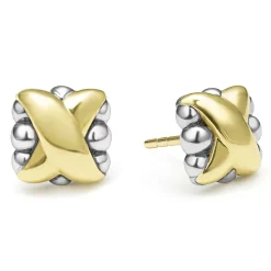Two-Tone X Stud Earrings