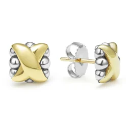 Two-Tone X Stud Earrings