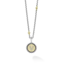 V Initial Diamond Charm Necklace