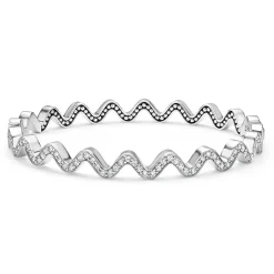 Wave Diamond Bangle Bracelet