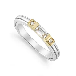 White Topaz and Diamond Stacking Ring