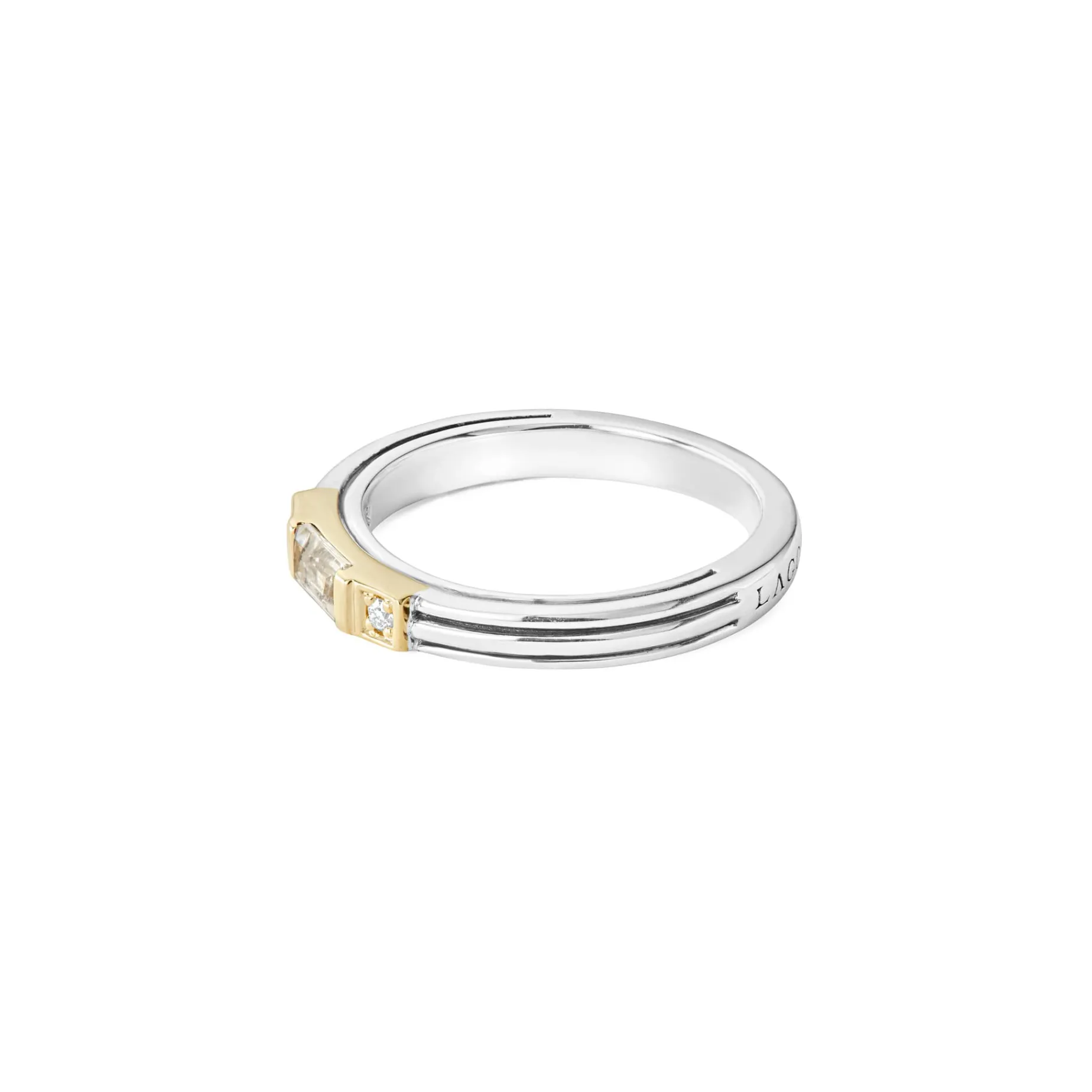 White Topaz and Diamond Stacking Ring