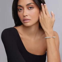 White Topaz Cuff Bracelet | 8mm