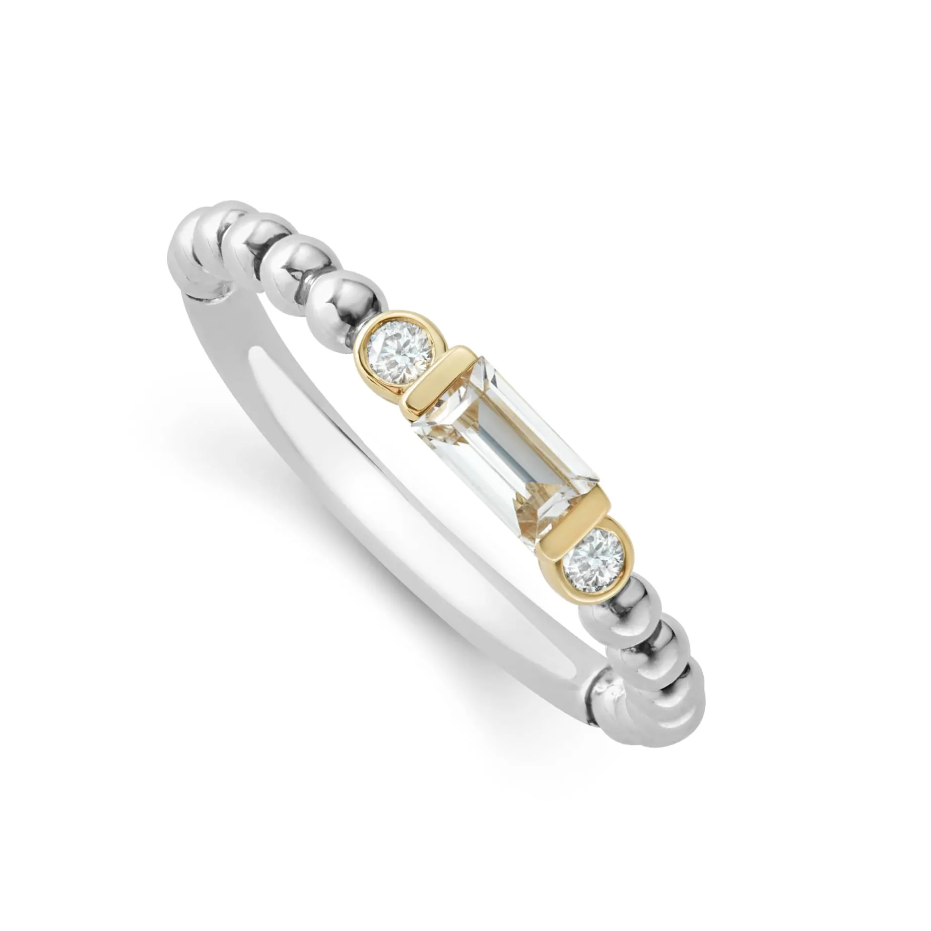 White Topaz Stacking Ring with Diamonds