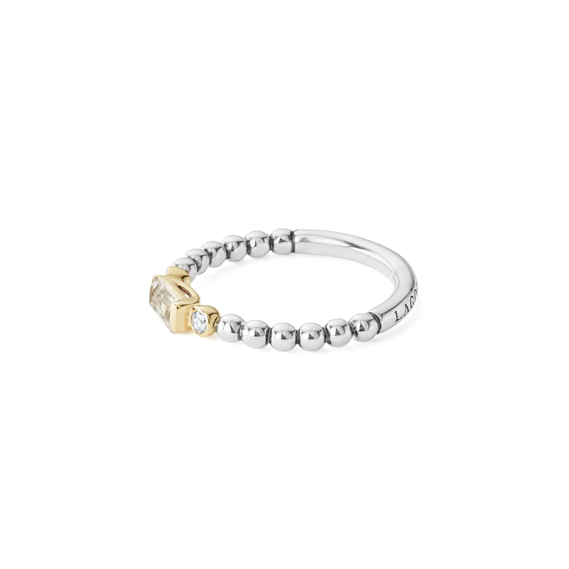 White Topaz Stacking Ring with Diamonds