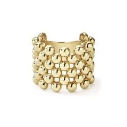 Wide Beaded 18K Gold Ring