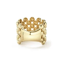 Wide Beaded 18K Gold Ring